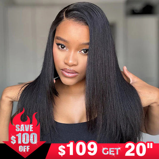 $100 Off Straight Human Hair Glueless Wigs 4x6 Pre Cut HD Lace Wear Go Wigs