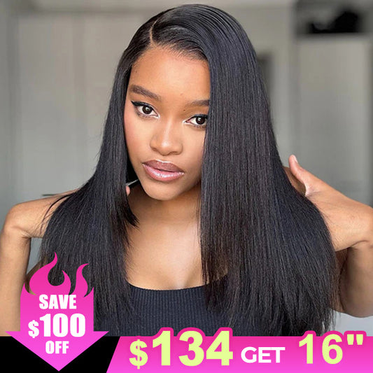 $100 Off Layered Cut Straight Human Hair Glueless Wigs 4x6 Pre Cut HD Lace Wear Go Wigs