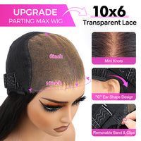 Face-Framing Layered Cut Pre-bleached 10x6 Wear Go Wigs 180% Density Straight Human Hair Wigs