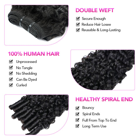 Vshow Hair Burmese Curly Human Hair Bundles 3 or 4 Pieces/bag Double Weft Hair Extensions 100g