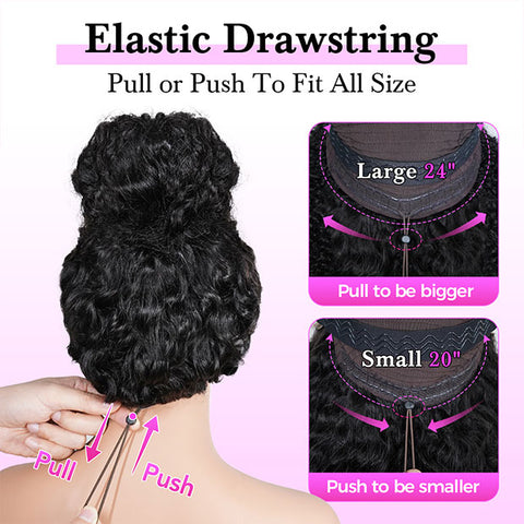 Vshow Chocolate Brown Glueless Wear Go Wigs Burmese Curly Pre-Cut 13x6 Lace With Adjustable Drawstring