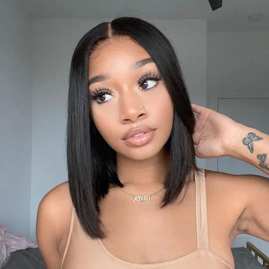 Vshow Transparent Lace Short Bob Wigs Human Hair 4x4 Lace Closure Wigs