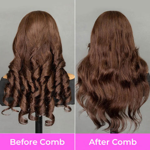 Vshow Chocolate Brown Layered Cut Glueless Wigs Face Framing Body Wave Human Hair Wig