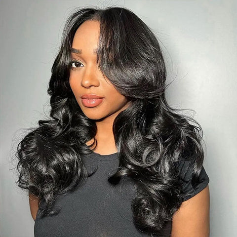 Vshow Layered Cut Glueless Wigs Face Framing Body Wave Human Hair Wig For Women