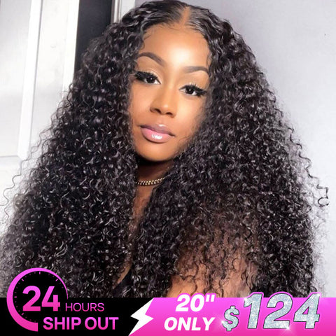24 Hours Ship Out Kinky Curly Human Hair Wear Go Glueless Human Hair Wigs Pre Cut HD Lace