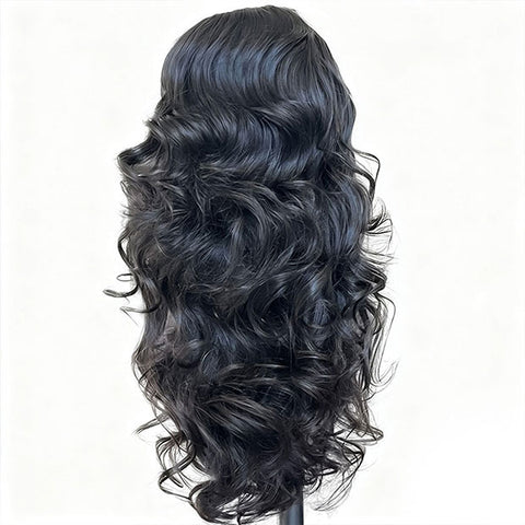 Vshow 9x6 T Part Lace Layered Yaki Body Human Hair Wigs Butterfly Cut Body Wave Wear Go Glueless Wigs