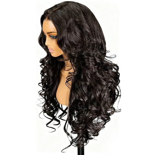 Vshow 9x6 T Part Lace Layered Yaki Body Human Hair Wigs Butterfly Cut Body Wave Wear Go Glueless Wigs