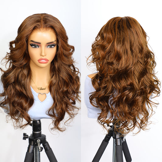 Vshow Colored Hair Butterfly Cut Layered Yaki Body Wave Human Hair Glueless Wigs 10x6 Pre Cut Lace Wear Go Wigs With Drawstring