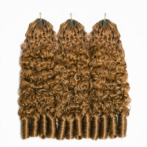 Knotless #30 Brown Burmese Curly Crochet Braid Hair For Miracle Knots Invisiable String Feather Soft Light Weight
