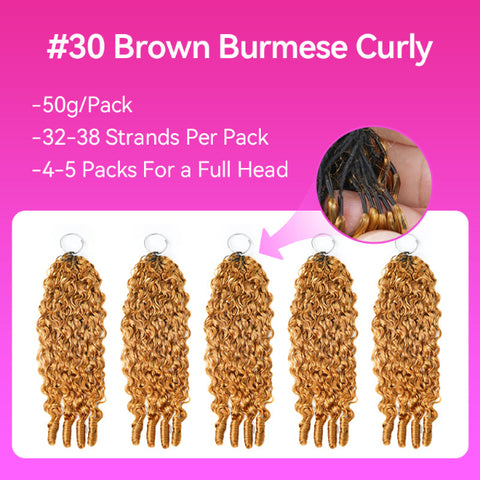 Knotless #30 Brown Burmese Curly Crochet Braid Hair For Miracle Knots Invisiable String Feather Soft Light Weight