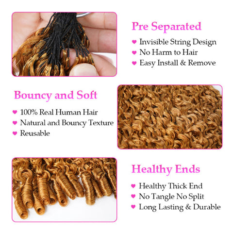 Knotless #30 Brown Burmese Curly Crochet Braid Hair For Miracle Knots Invisiable String Feather Soft Light Weight