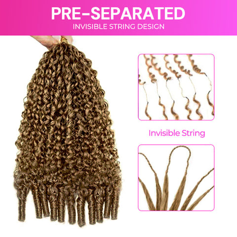 Knotless #30 Brown Burmese Curly Crochet Braid Hair For Miracle Knots Invisiable String Feather Soft Light Weight