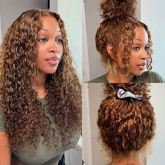 Vshow Water Wave Ombre Highlight Water Wave Human Hair Wear Go Wigs 360 Lace Frontal Wigs With Bleached Knots