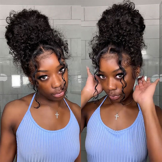 VSHOW Water Wave 360 Lace Frontal Human Hair Wear Go Wigs With Bleached Knots Invisible Drawstring