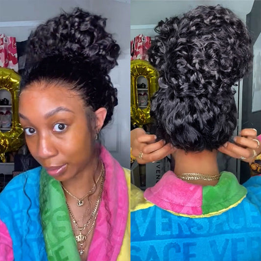 VSHOW Water Wave 360 Lace Frontal Human Hair Wear Go Wigs With Bleached Knots Invisible Drawstring