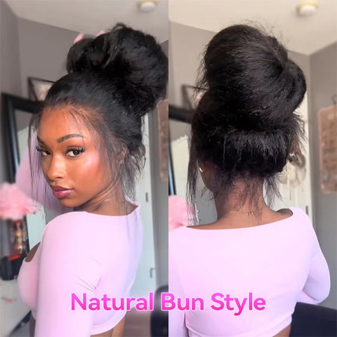 VSHOW Kinky Straight Human Hair Wigs 360 Pre Cut Lace Glueless Wigs For Black Women