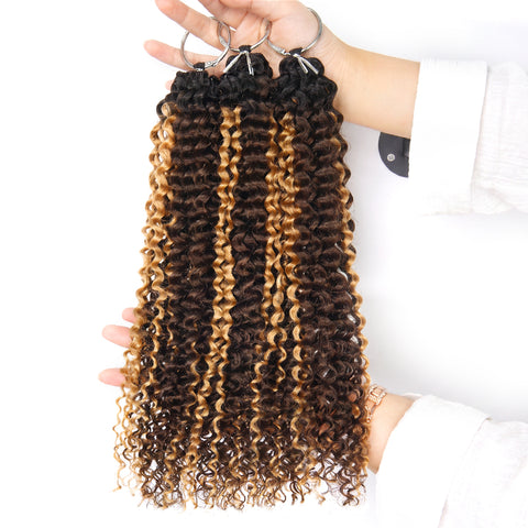 Ombre Highlight Kinky Curly Crochet Braid Hair Miracle Knots 3 Tones Color 1B/3/27 Pre Seperated Crochet Human Hair Extensions Easy Install Reusable Culy Human Hair For Black Women