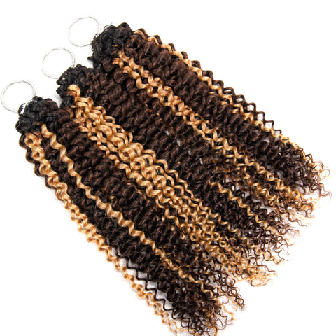 Ombre Highlight Kinky Curly Crochet Braid Hair Miracle Knots 3 Tones Color 1B/3/27 Pre Seperated Crochet Human Hair Extensions Easy Install Reusable Culy Human Hair For Black Women