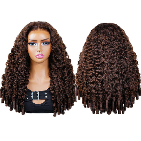 Vshow Chocolate Brown Glueless Wear Go Wigs Burmese Curly Pre-Cut 13x6 Lace With Adjustable Drawstring