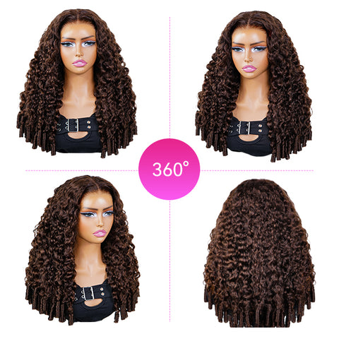 Vshow Chocolate Brown Glueless Wear Go Wigs Burmese Curly Pre-Cut 13x6 Lace With Adjustable Drawstring