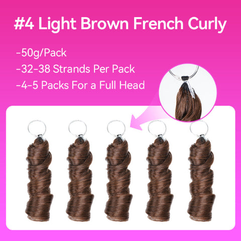 #4 Chocolate Brown Color French Curls Braid Human Hair Extensions Pre Seperated French Curly Crochet Braid Hair For Boho Braid