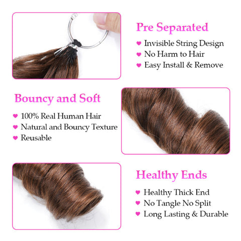 #4 Chocolate Brown Color French Curls Braid Human Hair Extensions Pre Seperated French Curly Crochet Braid Hair For Boho Braid
