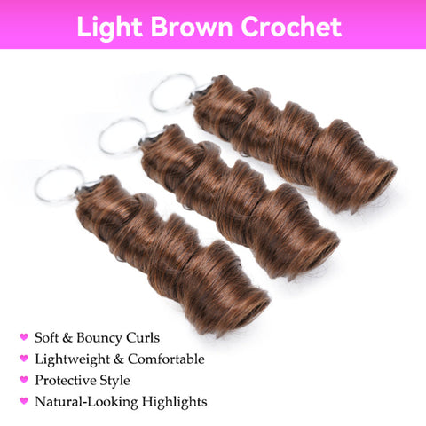 #4 Chocolate Brown Color French Curls Braid Human Hair Extensions Pre Seperated French Curly Crochet Braid Hair For Boho Braid