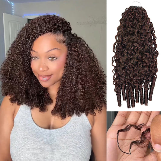 Light Brown Color Burmese Curly Crochet Hair Feather Soft Pre Separated Braid Hair Extensions For Boho Braid