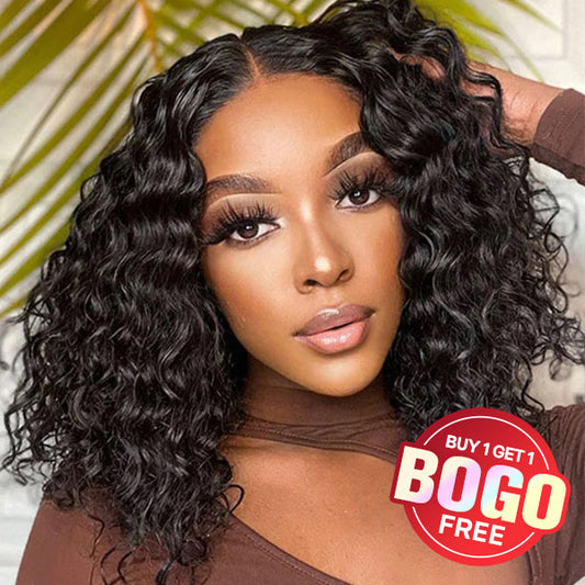 BOGO Water Wave Lace V Part Human Hair Wigs Beginner Friendly Glueless Wigs No Leave Out