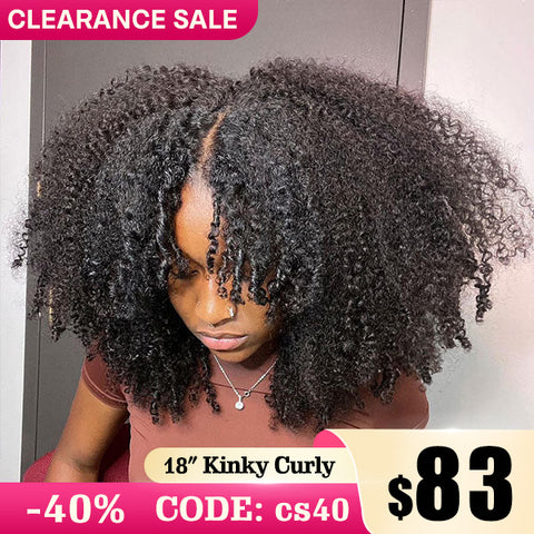 Clearance Sale Short Kinky Culy Hair Wigs No Leave Out V Part Wigs Beginner Friendly