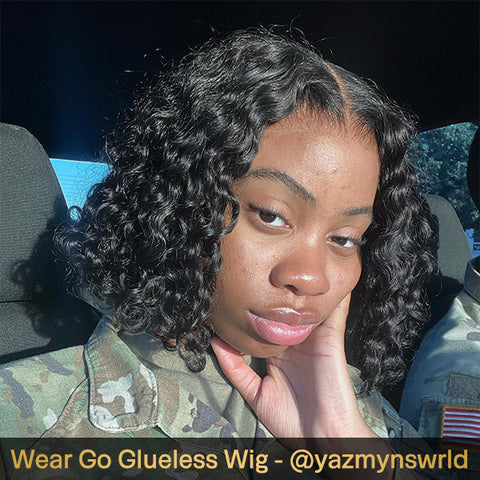 Yazmynswrld Same Deep Wave Bob Wigs Pre-cut HD Lace Wear Go Glueless Wigs