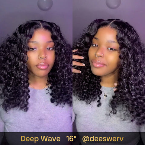 Vshow Glueless 4x6 Swiss HD Lace Wigs Deep Wave Wear Go Wig Human Hair 180% Density