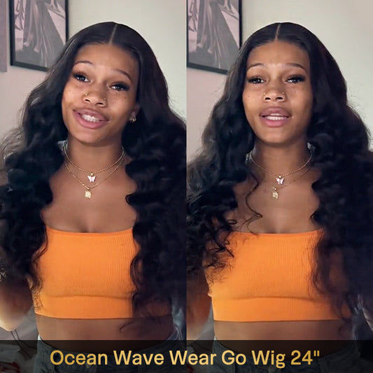 Vshow Bleached Knots Ocean Wave Wear Go Wigs Pre-cut HD Lace Pre Plucked Hairline Glueless Wigs