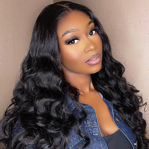 VSHOW Body Wave 360 Full Lace Frontal Wigs Bleached Knots Human Hair Wigs Snug Fit Invisible Drawstring