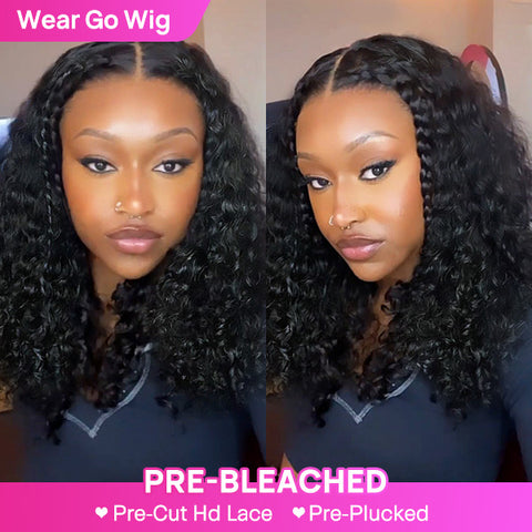 Bleached Knots Water Wave Bob Wear Go Wig 4x6 HD Lace Glueless Wigs Human Hair 180% Density
