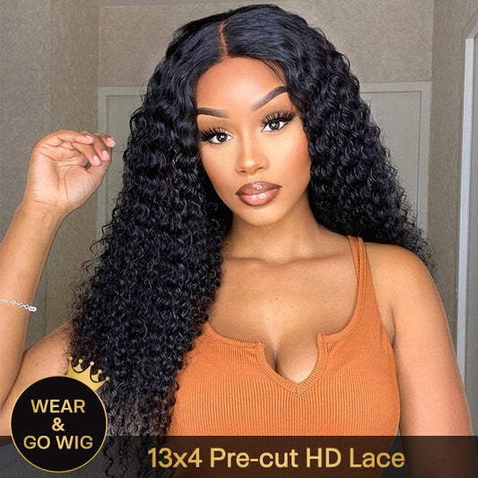 VSHOW Glueless Wigs Swiss HD Lace Front Wigs 13x4 Lace Human Hair Wear Go Wig 180% Density