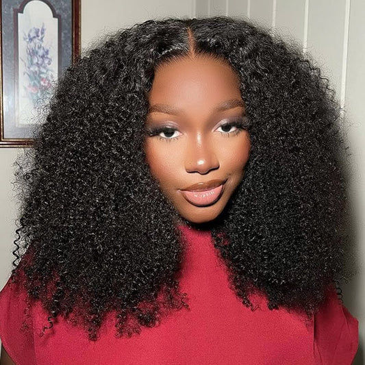 VSHOW 360 Lace Wigs Afro Curly Human Hair Pre Cut Lace Wigs Bleached Knots Wear Go Wigs