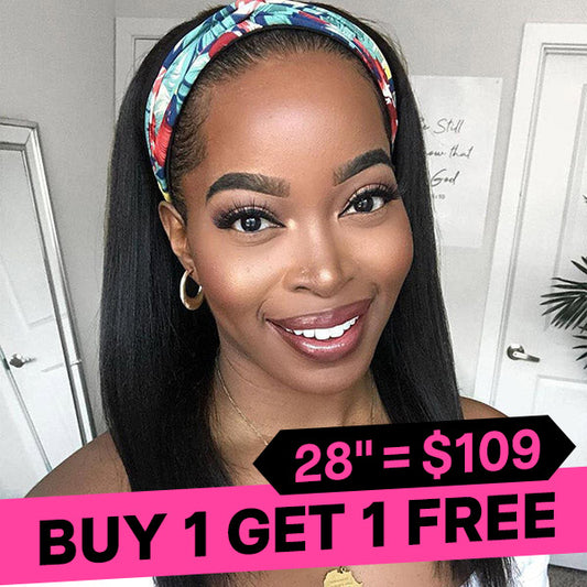 BOGO Straight Headband Wigs Glueless Human Hair Wigs For Women Easy To Install