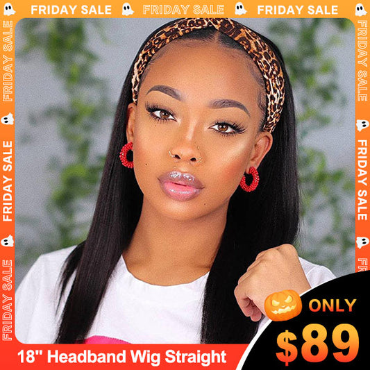 VSHOW HAIR 180% Density Headband Wig Human Hair Wigs Glueless Straight Wigs for Women Fashion Style