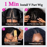 VSHOW Glueless Wigs V Part Wigs 180% Density Water Wave Wigs Thin Part Human Hair Wig