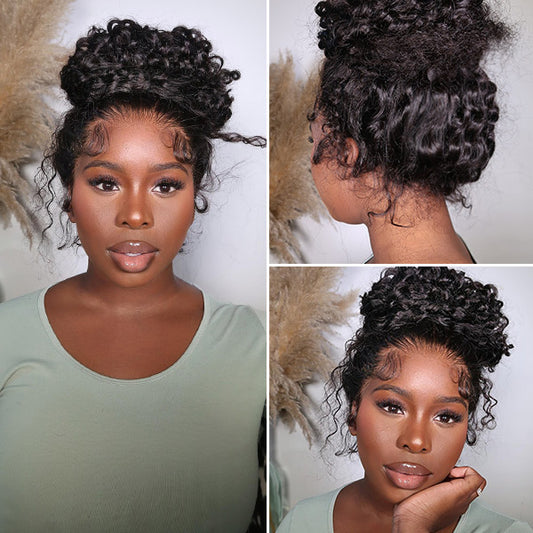 VSHOW Kinky Curly Hair Wear And Go Wigs 360 Full Lace Front Wigs Pre Cut Lace Wig With Bleached Knots