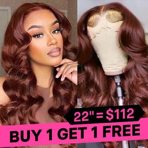 VSHOW #33 Reddish Brown Color Wig Body Wave Hair 4X6 Pre Cut Lace Human Hair Wigs