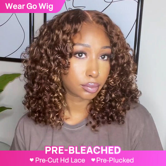 Glueless Wear Go Wigs 4/27 Highlight Water Wave Pre-Cut HD Lace Wig Bob Style