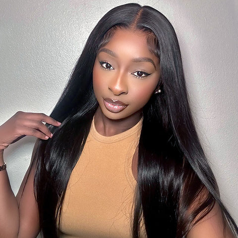 VSHOW Silky Straight 360 Transparent Lace Frontal Wigs With Bleached Knots& Pre Cut Lace Adjustable Cap Size