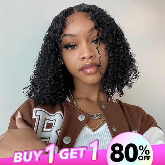 Clearance Sale Short Bob Kinky Curly 13x4 Lace Front Wigs Transparent Lace Human Hair Wigs Natural Hairline