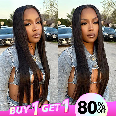 Clearance Sale Straight Human Hair 4x4 Lace Closure Wigs Transparent Lace Natural Hairline