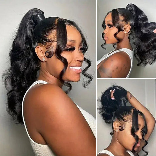 VSHOW Body Wave 360 Full Lace Frontal Wigs Bleached Knots Human Hair Wigs Snug Fit Invisible Drawstring