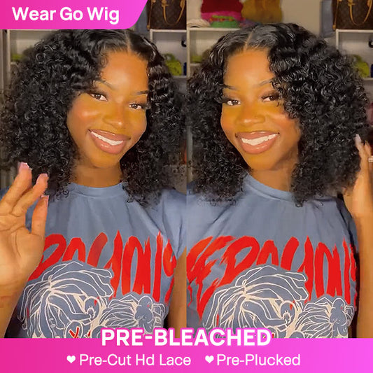 VSHOW Glueless HD Lace Wigs Wear Go Wig Kinky Curly Human Hair 180% Density 10x6 Lace Front Wigs With Bleached Knots