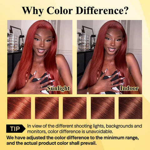 VSHOW #33 Dark Auburn Color Straight Hair Wig Transparent lace Human Hair Wigs