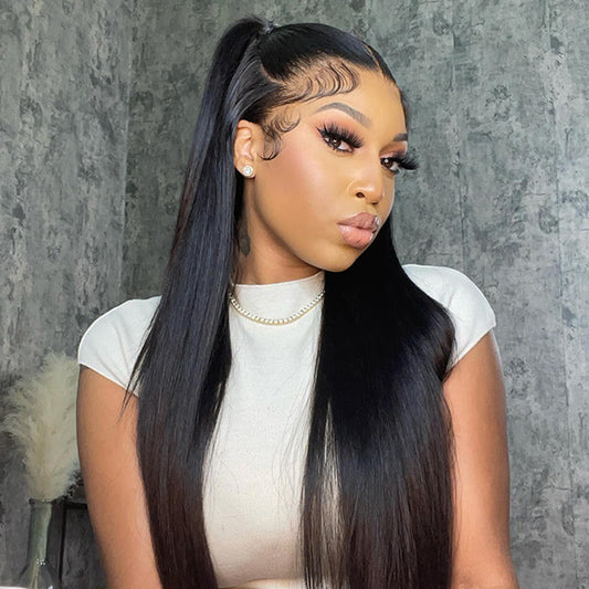 VSHOW Silky Straight 360 Transparent Lace Frontal Wigs With Bleached Knots& Pre Cut Lace Adjustable Cap Size